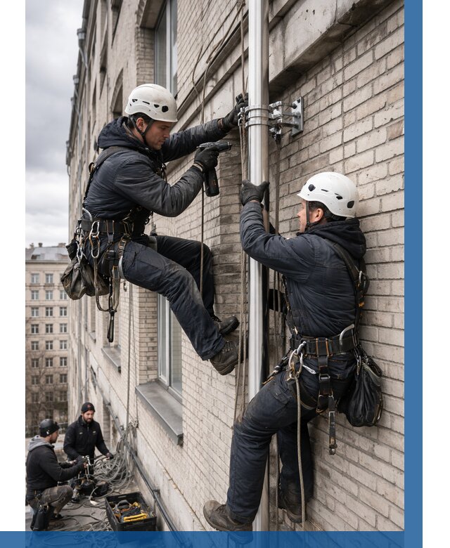 Монтаж флагштока на здании в Череповце от 6644 р. | ВЫСОТНИК-Чрп