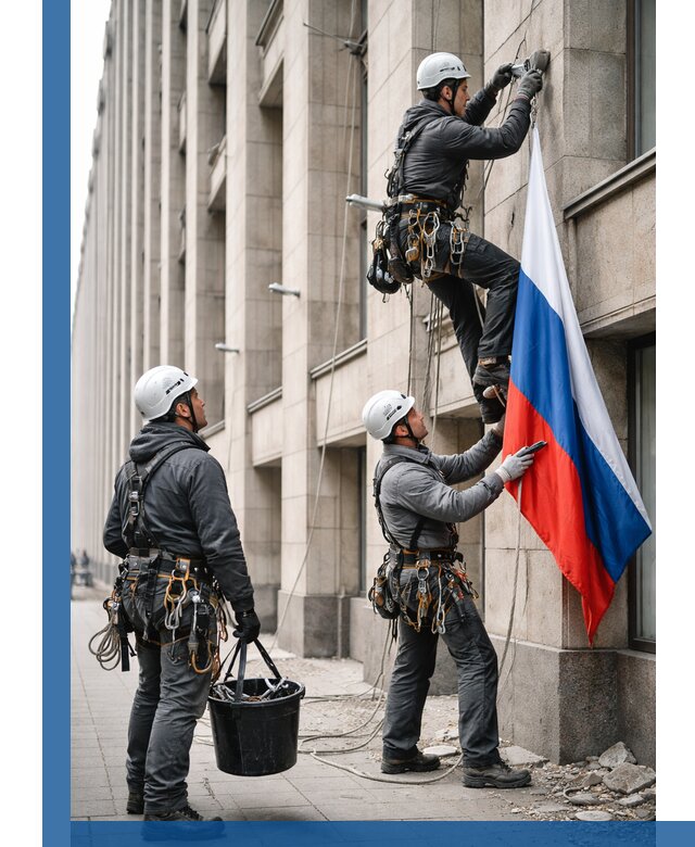 Профессиональная установка флагов на фасаде в Череповце