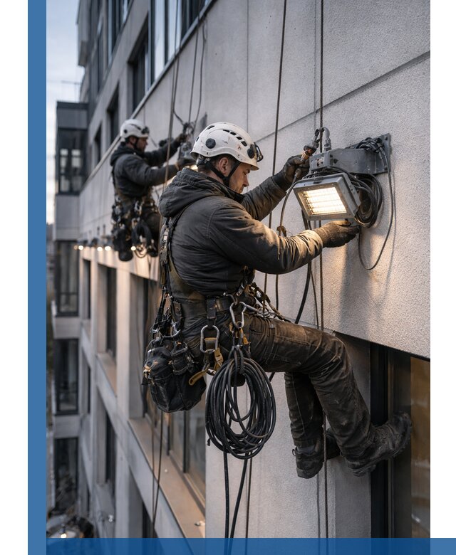 Монтаж фасадного освещения в Череповце установка и подключение