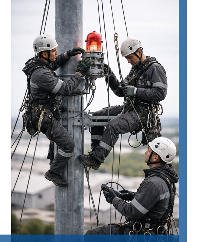 Монтаж заградительных огней в Череповце от 8688 р. | ВЫСОТНИК-Чрп