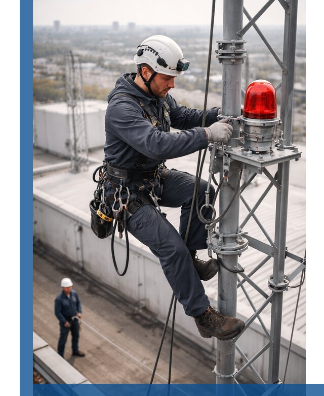 Монтаж заградительных огней и обслуживание объектов в Череповце
