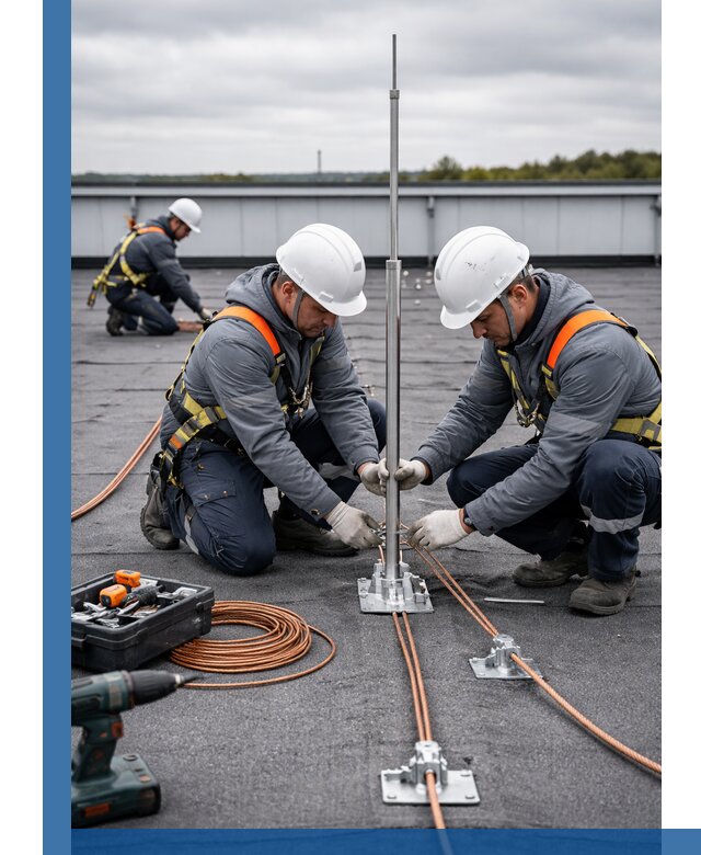 Монтаж молниезащиты на кровле в Череповце под ключ с гарантией