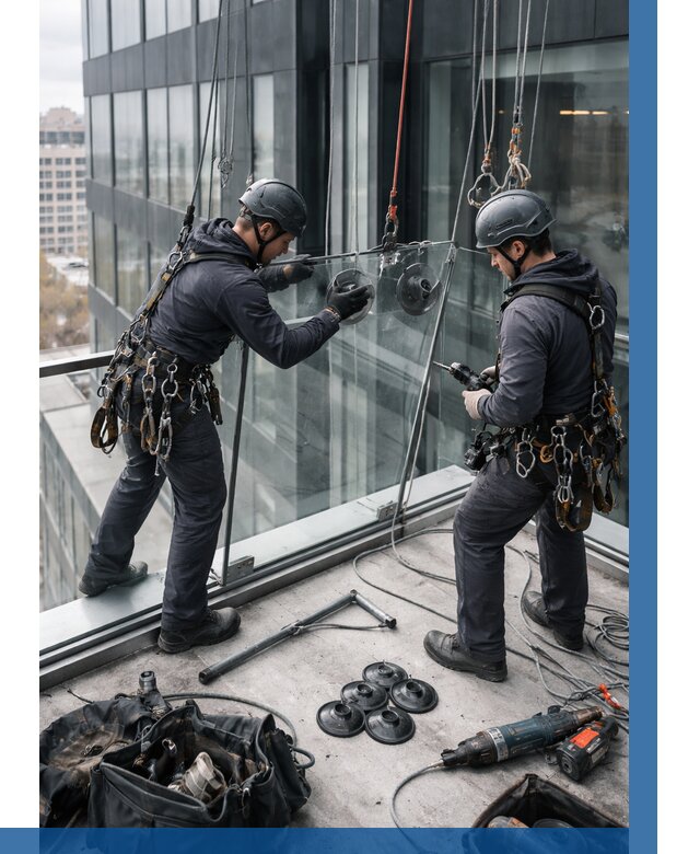 Монтаж стеклянных ограждений в Череповце от 2555 р. | ВЫСОТНИК-Чрп