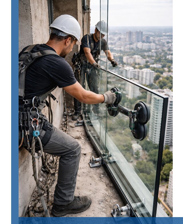 Монтаж стеклянных ограждений под ключ с гарантией в Череповце
