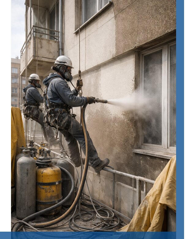 Пескоструйная очистка фасада в Череповце от 664 р. | ВЫСОТНИК-Чрп