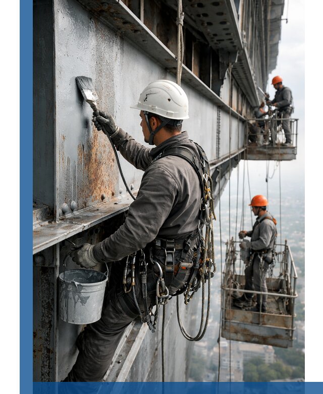 Покраска металлоконструкций на высоте в Череповце профессионально