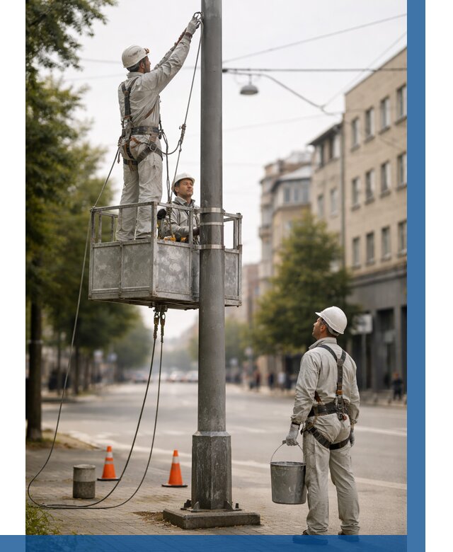 Покраска опор освещения в Череповце от 5111 р. | ВЫСОТНИК-Чрп