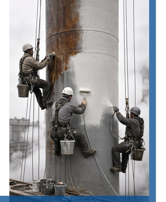 Покраска дымовых труб в Череповце от 8688 р. | ВЫСОТНИК-Чрп