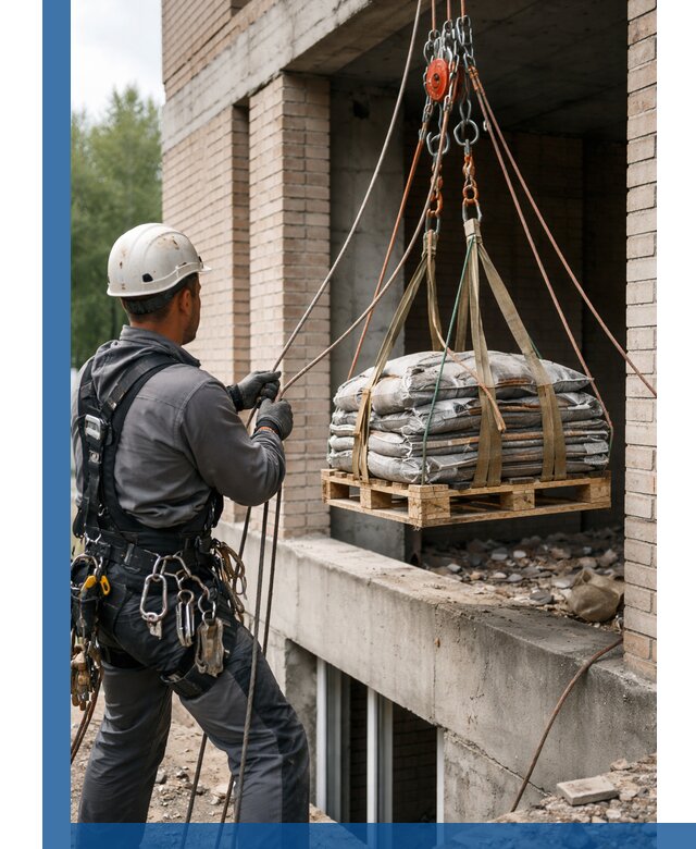 Подъем материалов на этаж веревками в Череповце оперативно
