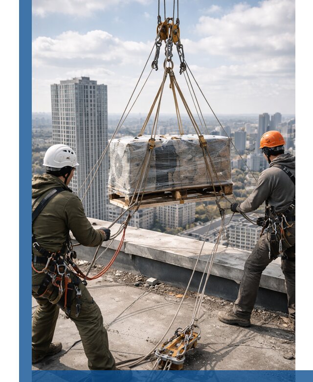 Подъем и монтаж крупногабаритных грузов на крышу в Череповце