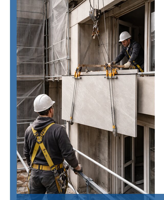 Подъем керамогранита на этаж в Череповце грузчиками и техникой