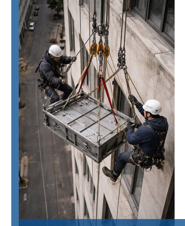 Спуск и подъем грузов по фасаду в Череповце для зданий