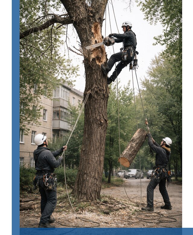Срочное удаление аварийных деревьев в Череповце с гарантией безопасности