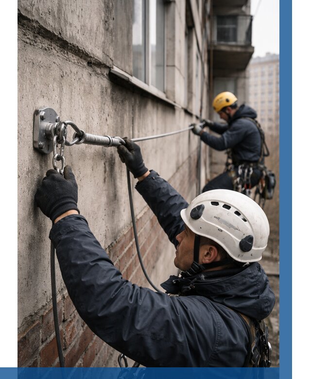 Монтаж анкерных линий в Череповце от 3066 р. | ВЫСОТНИК-Чрп