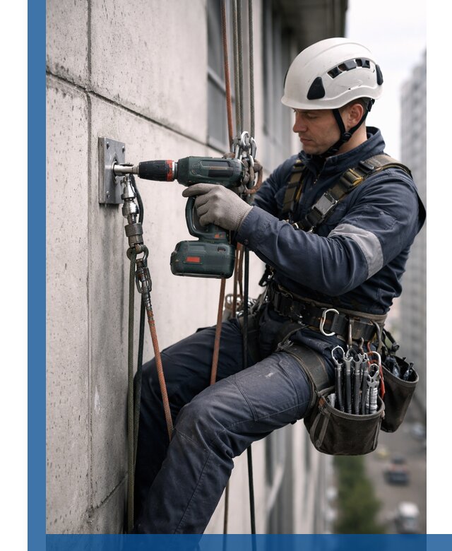 Установка анкерных точек для высотных работ в Череповце